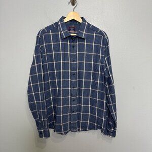UNTUCKIT blue plaid flannel barton shirt size L